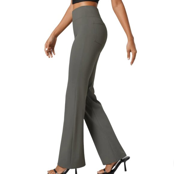 HALARA Flex High Waist Flare Work Pants Taupe Gray Sizes‎ S NWT - Picture 3 of 10